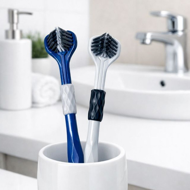 Kit Com 2 Escovas De Dentes 3 Lados - Cerdas Macias Limpeza Rápida e Completa em Oferta na Shopee