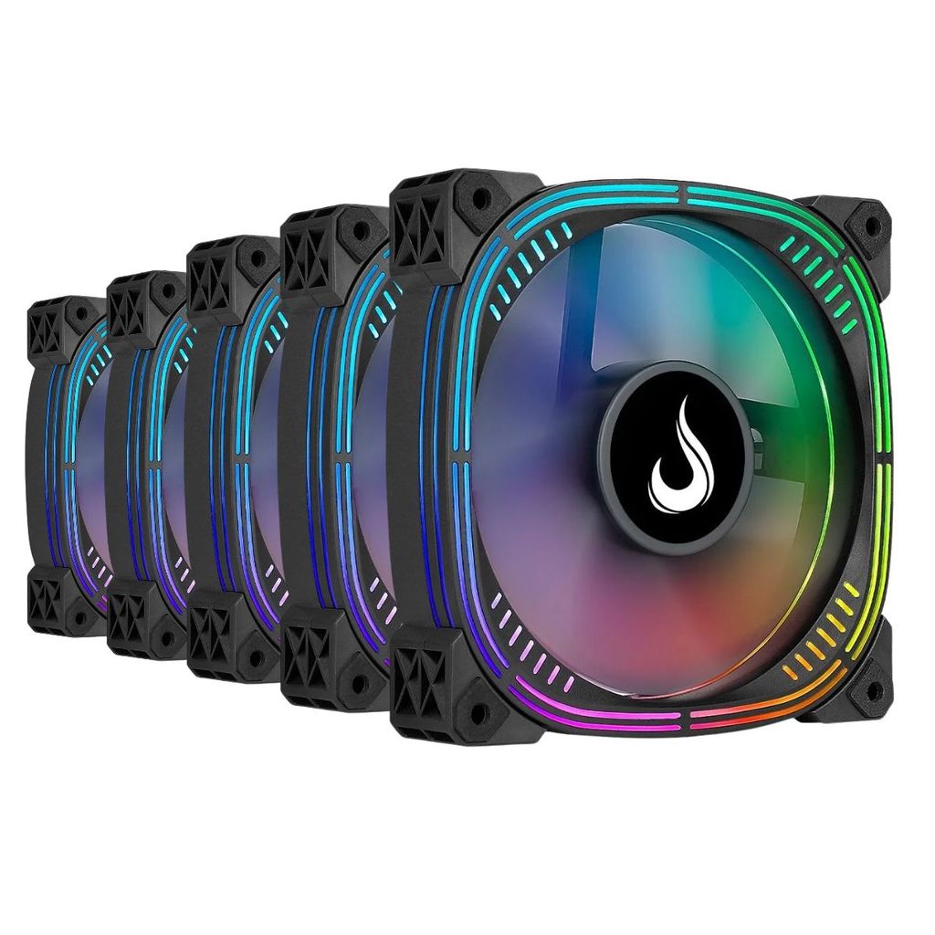 Kit 5 Fans Rise Mode Aura Pro ARGB 120mm C/ Controladora - RM-AUB-02-ARGB