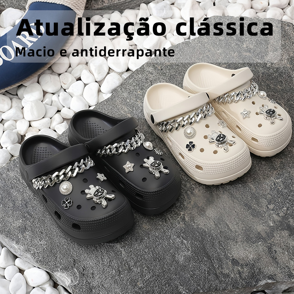 Sapatos de praia Babuche Plataforma EVA Macio Anti-deslizamento Anticolisão abrasão Botons Removíveis Sandália Chinelo