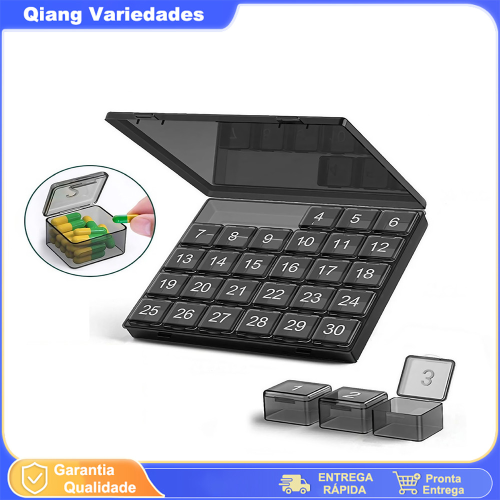 Caixa De Remédios Mensal Compacta Para 30 Dias Uso Diário