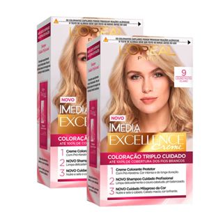 Kit 2 Tintura Creme Imédia Excellence L'oréal Louro Muito Claro 9 Kit em Oferta na Shopee