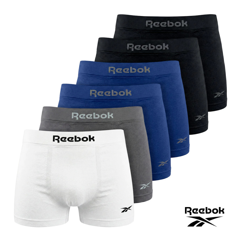 Kit 6 Cuecas Boxer REEBOK em POLIAMIDA Sem Costura Original em Oferta na Shopee