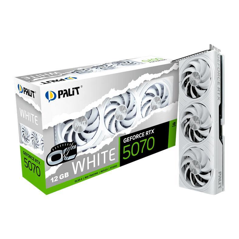 Placa de Video Palit GeForce RTX 5070 White OC, 12GB, GDDR7, 192-bit, NE75070U19K9-GB2050W