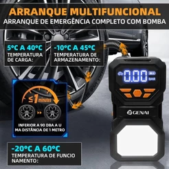 Arranque Multifuncional 480/600A + Power Bank 45W + Luz LED Emergência - Carregador Portátil