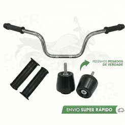 Kit Guidão Cargo Honda CG Fan Titan 160 + Pesinhos PCX 150 Preto + Manoplas