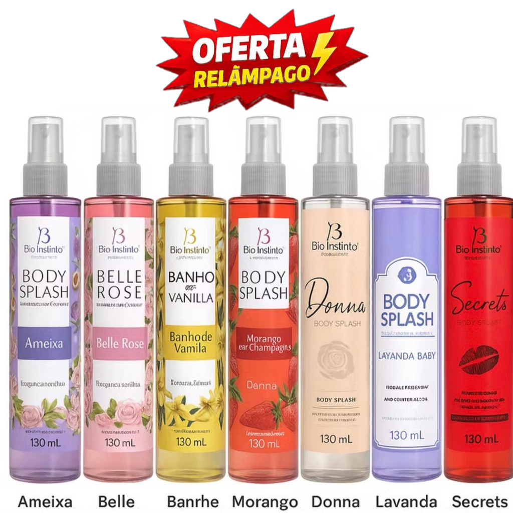 KIT 7  Body Splash Bio Instinto – Perfume Corporal Ideal para o Dia a Dia! em Oferta na Shopee