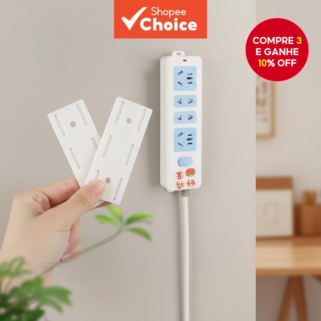  Suporte Adesivo de Parede para Filtro de Linha Sem Furadeira, Suporte para Plugue, Organizador de Cabo e Tomada