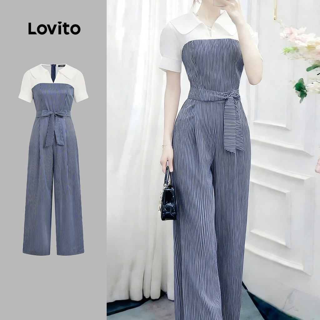 Lovito Macacão Elegante com Amarração Primavera/verão Macacão Feminino LK2EDD100 em Oferta na Shopee