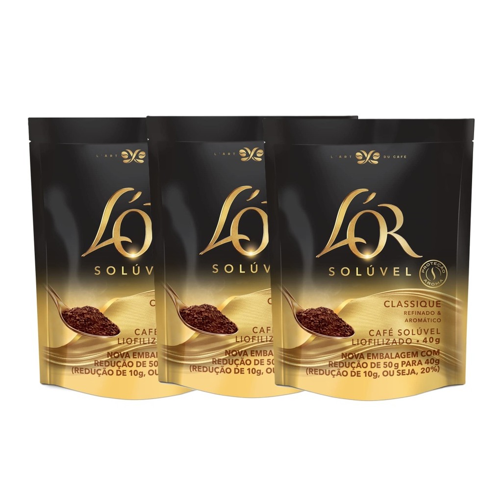 Kit 3 L'or Café Solúvel Classique Stand Up Pouch 40G