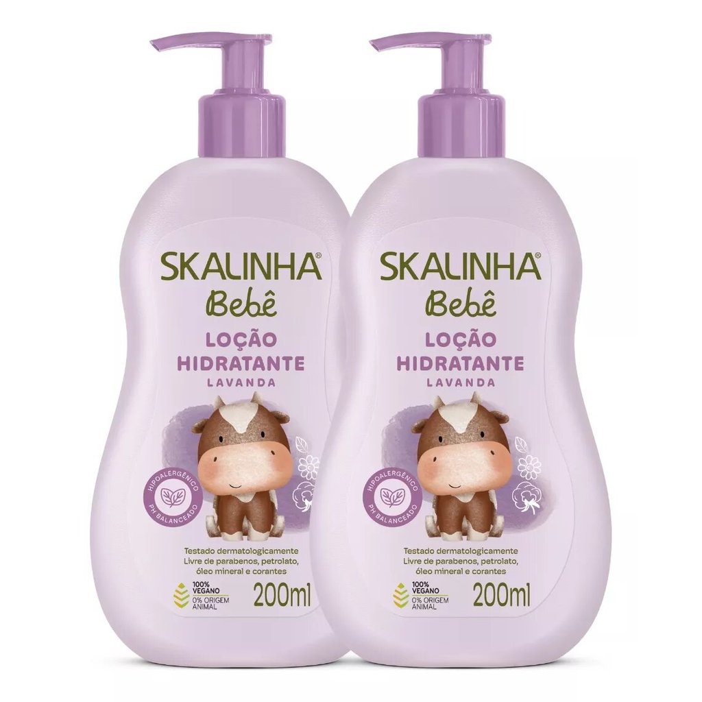 Kit 02 Loção Hidratante Skalinha Bebê 200ml Lavanda