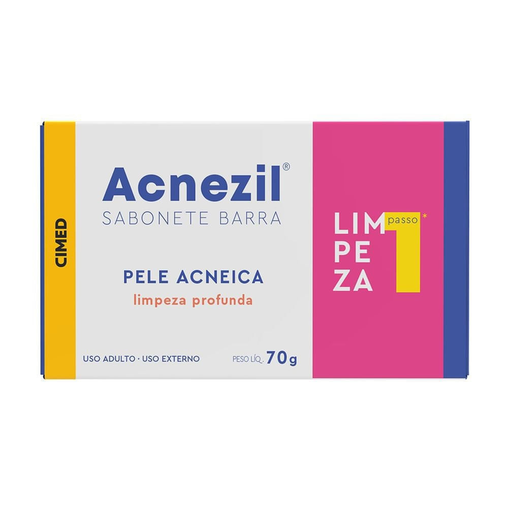 Acnezil Sabonete em Barra Pele Acneica 70g em Oferta na Shopee