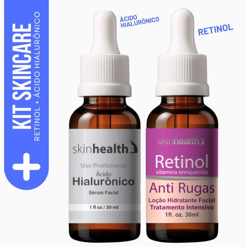 Retinol + Ácido Hialurônico Sérum Anti Rugas e Hidratante Facial 30ml + Colágeno e Renovação Celular
