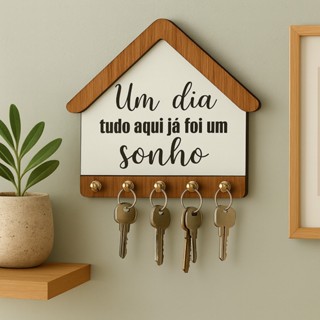 Porta Chaves Parede MDF Casinha Decorativo Organizador Hall Entrada Frase Sonho em Oferta na Shopee