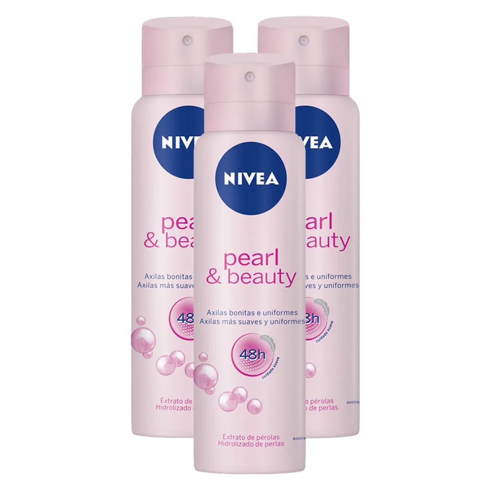 Kit 3 Desodorante Antitranspirante Aerosol Nivea Pearl & Beauty 150ml em Oferta na Shopee