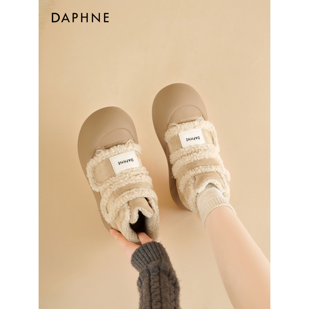 Daphne botas de neve de pelúcia femininas 2026 novo estilo sapatos de inverno pão quente sapatos de pelúcia de sola gros