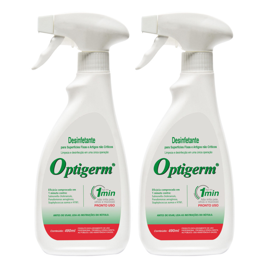 2x Optigerm desinfetante hospitalar limpador com gatilho pronto uso antisséptico com envio rápido