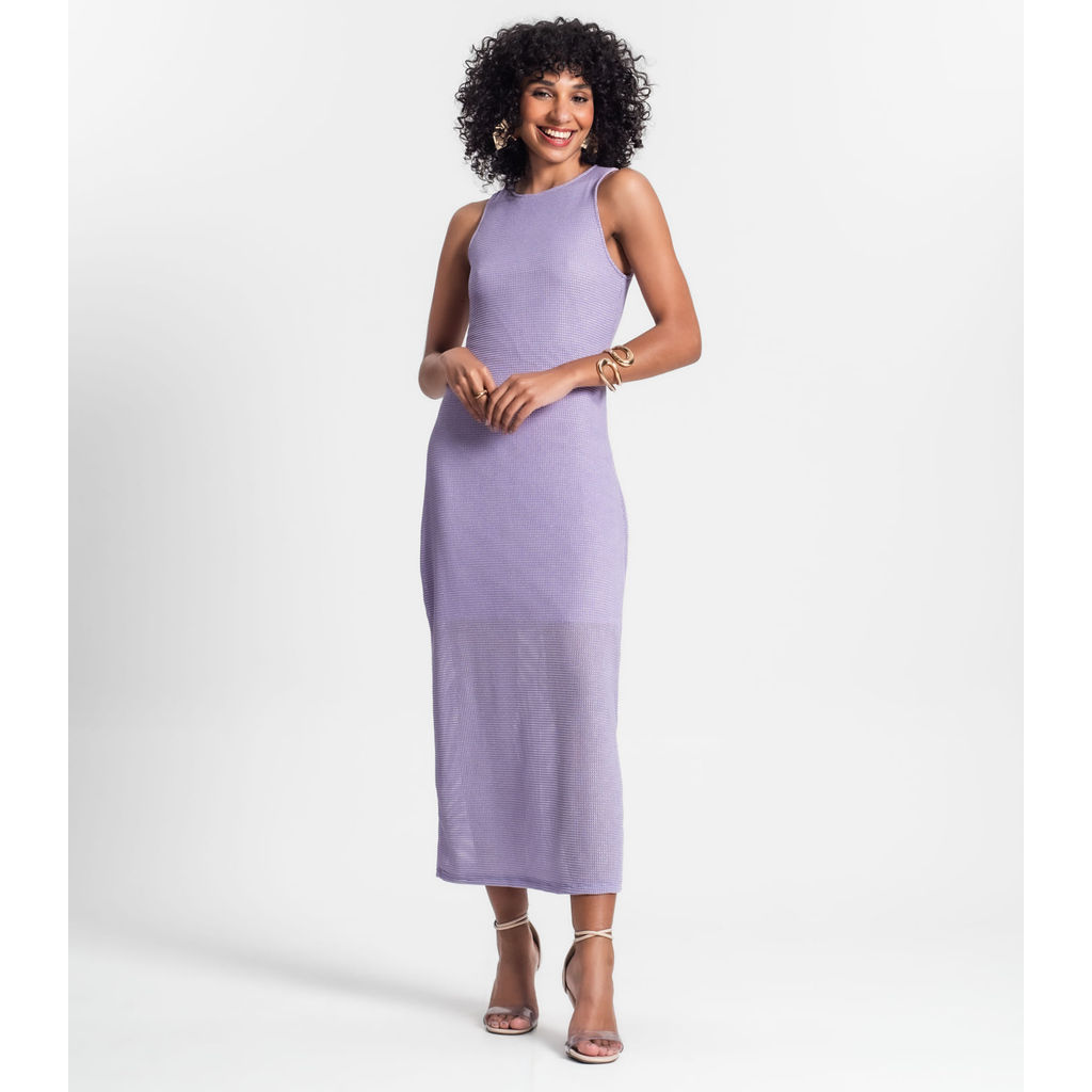 Vestido Longo Com Fenda Rovitex Roxo em Oferta na Shopee