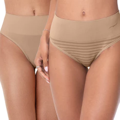 Kit 2 Calcinhas Tanga sem Costura + Estojo Areia