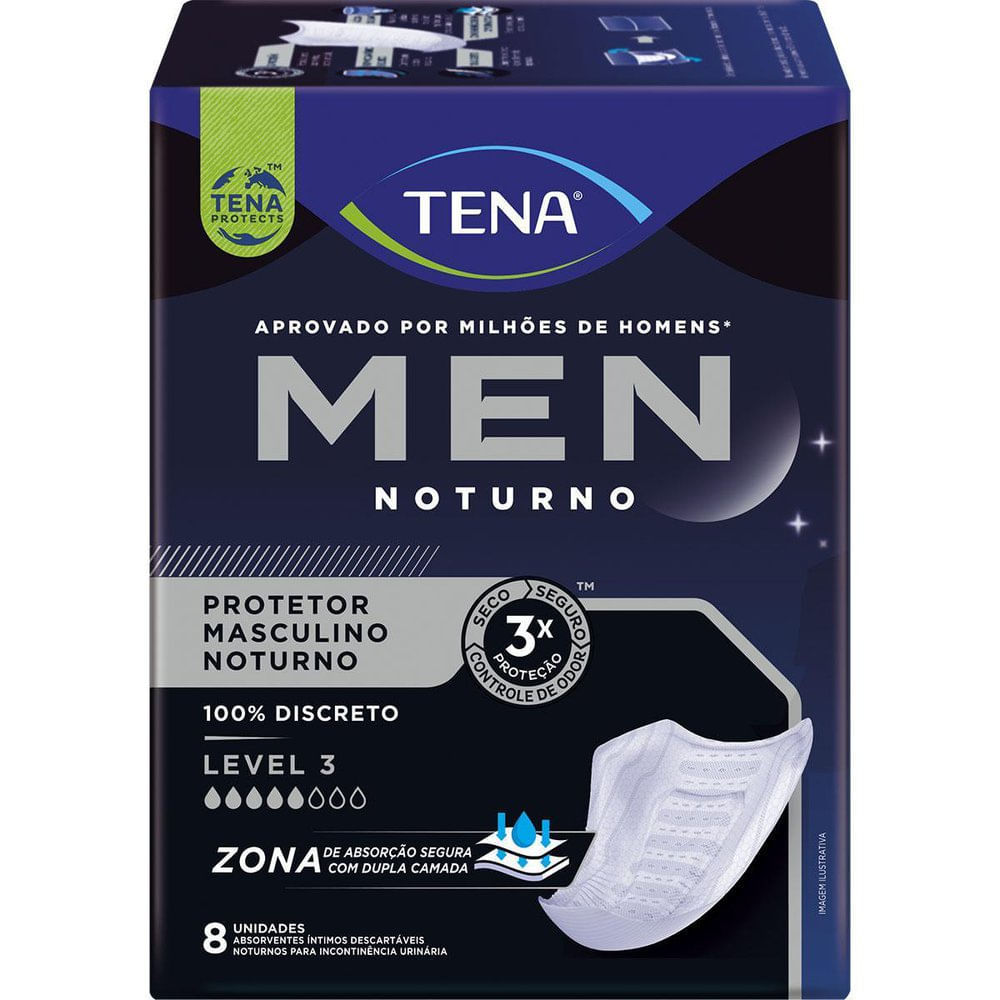 Absorvente Protetor Masculino Tena Men Noturno Level 3 8 Unidades