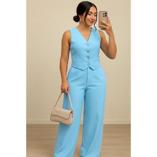 CONJUNTO FEMININA COLETE E CALÇA EM ALFAIATARIA MODERNA em Oferta na Shopee