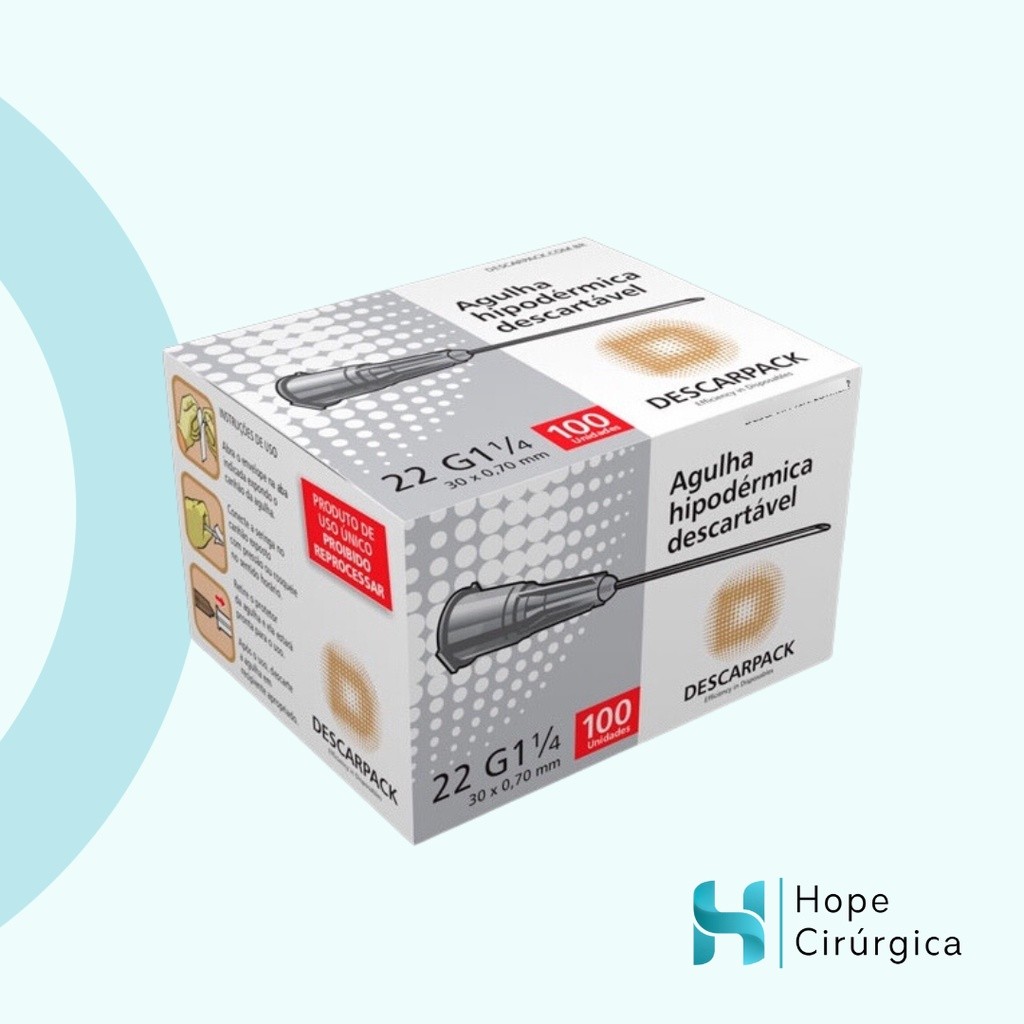 Agulha Hipodérmica Descartável 30x0,70MM em Oferta na Shopee