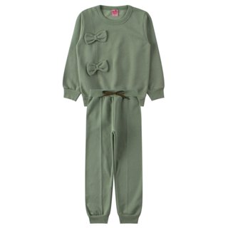 Conjunto Infantil Feminino Moletom Peluciado Laços - Menina Doce em Oferta na Shopee