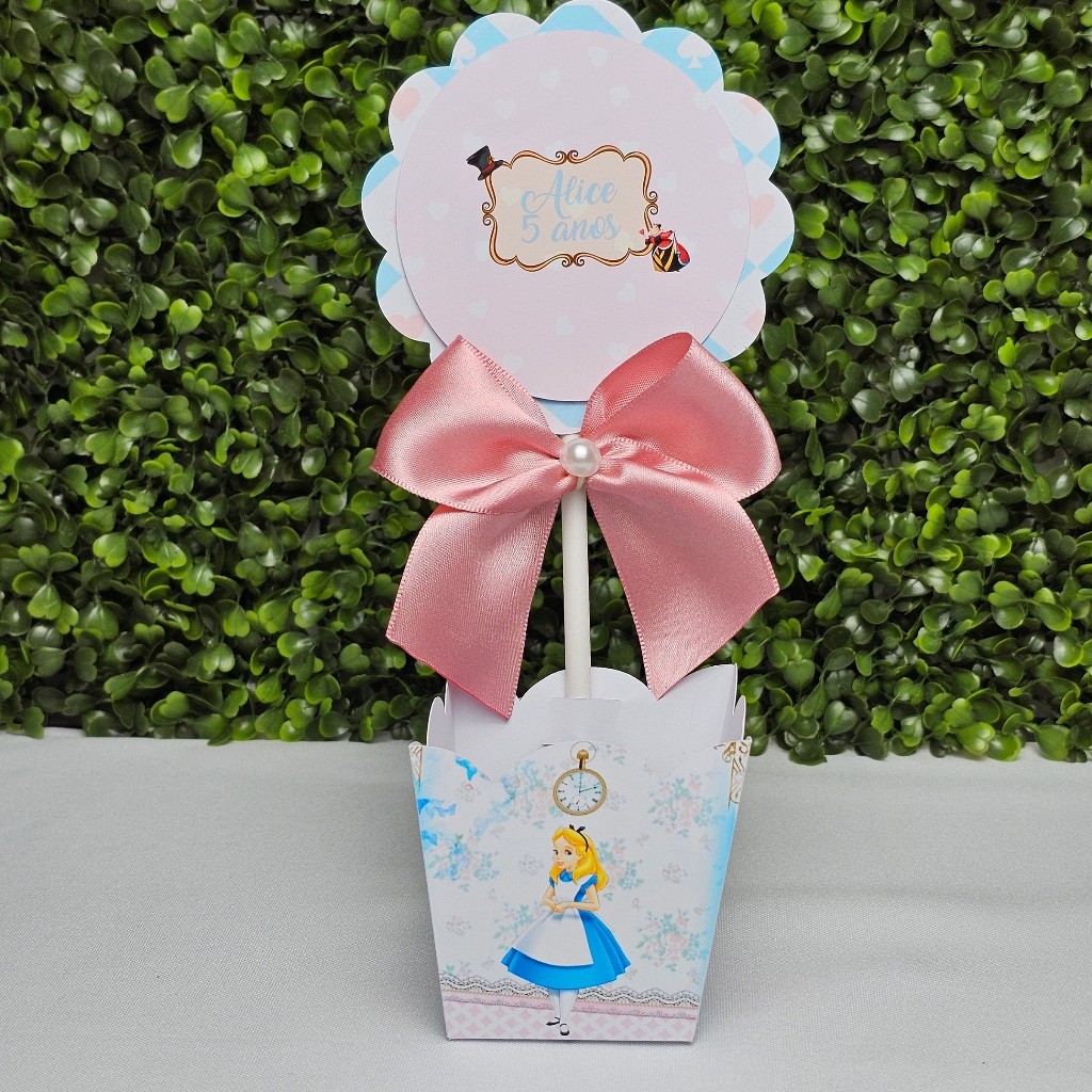 Centro de Mesa Cachepot ALICE NO PAÍS DAS MARAVILHAS - Festa Infantil - Aniversario - Kit festa - Lembrancinha