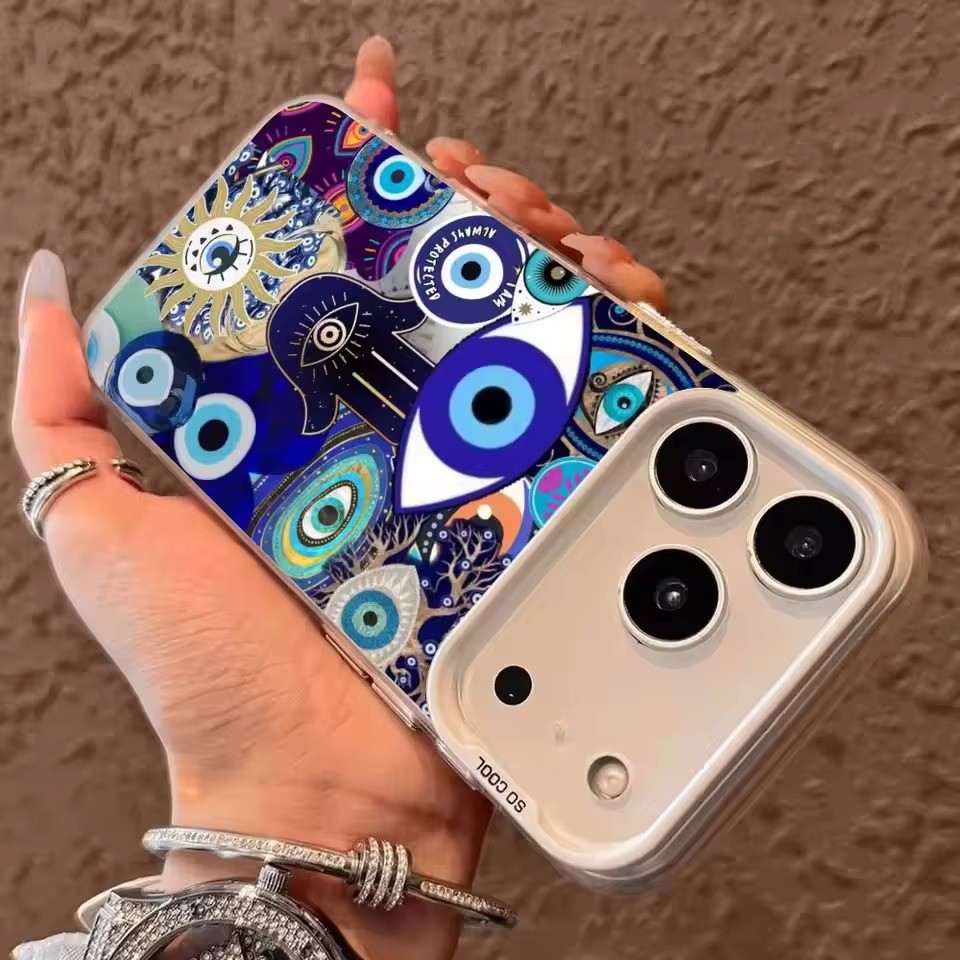 Sorte Olho Grego Proteção Capa Fosca Capinha Para iPhone 16 17 PRO 14 13 12 11 15 X XS MAX XR 7 8 Plus em Oferta na Shopee