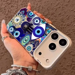 Sorte Olho Grego Proteção Capa Fosca Capinha Para iPhone 16 17 PRO 14 13 12 11 15 X XS MAX XR 7 8 Plus