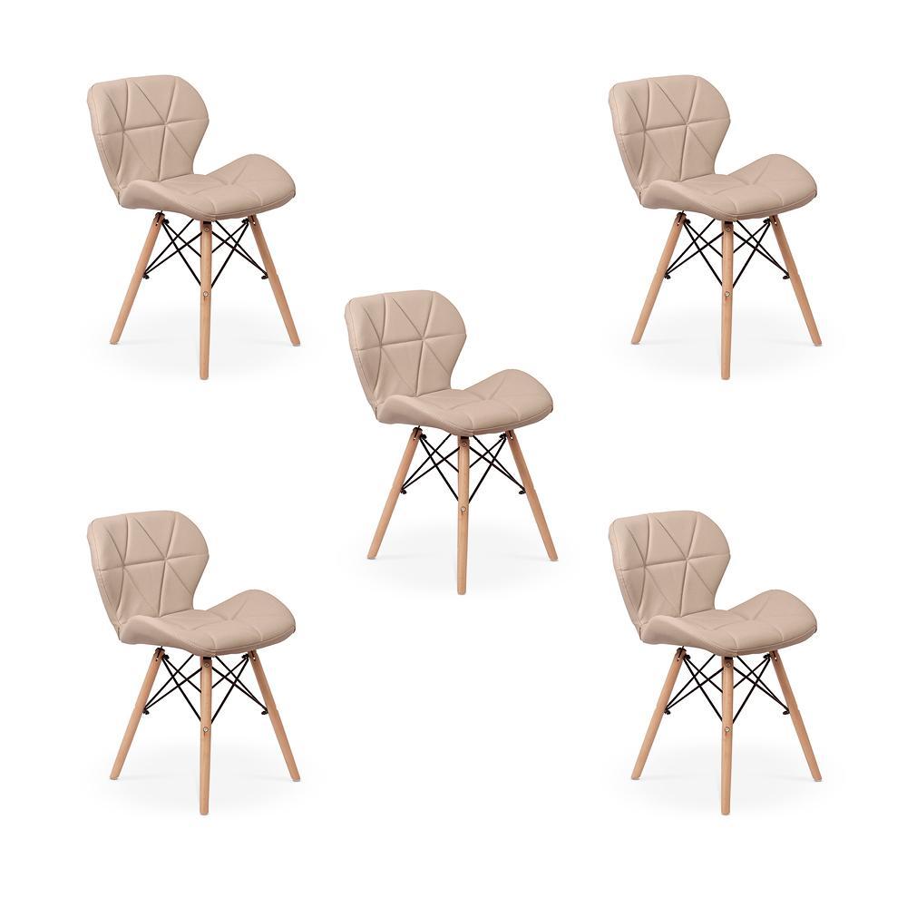 Kit 05 Cadeiras Charles Eames Eiffel Slim Wood Estofada em Oferta na Shopee