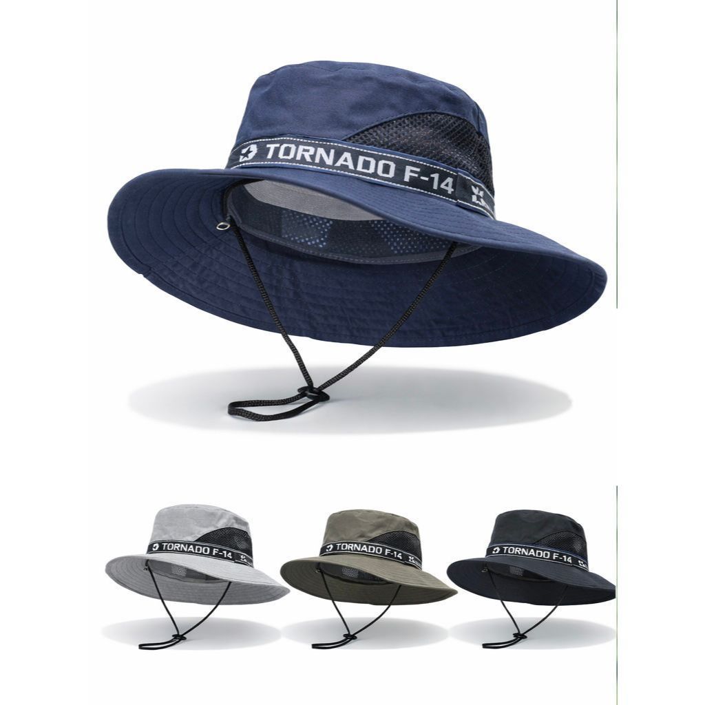 Chapéu Masculino Aba Larga para Trilha e Pesca Leve Respirável e Ajustável em Oferta na Shopee