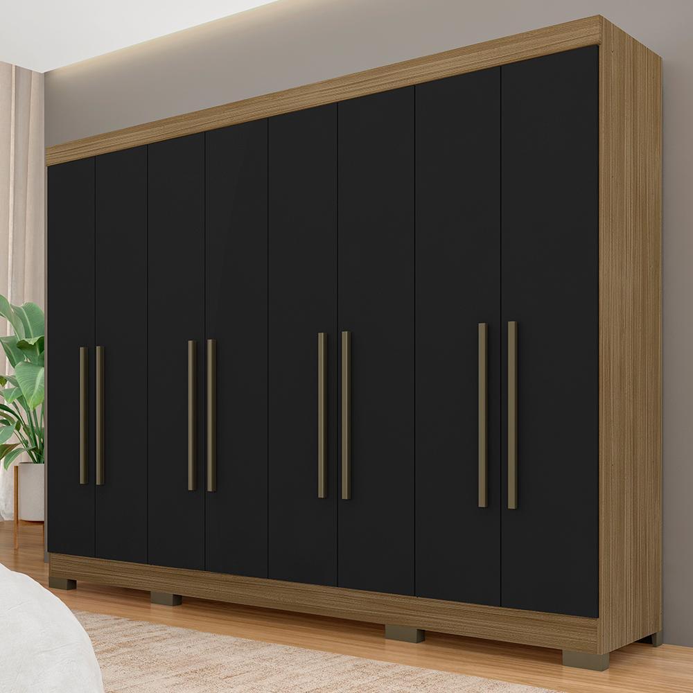 Guarda Roupa Casal 8 Portas 2 Gav Natasha Boreal/preto - M. Arapongas em Oferta na Shopee