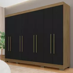 Guarda Roupa Casal 8 Portas 2 Gav Natasha Boreal/preto - M. Arapongas