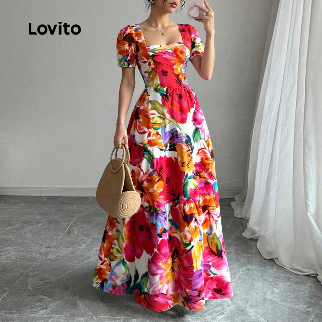 Lovito Vestido Boho Estilo Resort para Primavera/verão para Mulheres LK2LD392 em Oferta na Shopee
