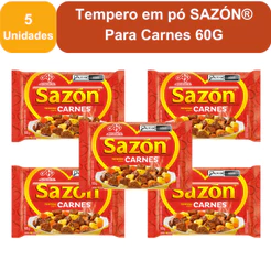 Kit 5 Unidades Tempero em pó SAZÓN® Para Carnes 60G