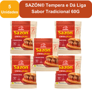 Kit 5 Unidades SAZÓN® Tempera e Dá Liga Sabor Tradicional 60G em Oferta na Shopee