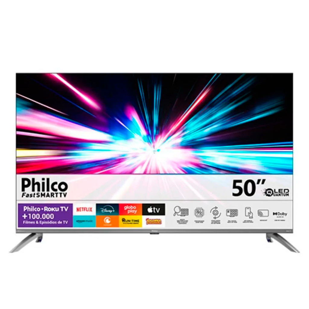 Tv 50" Smart Philco QLED 4K Roku P50cra Hdr10 Dolby Audio 4 HDMI