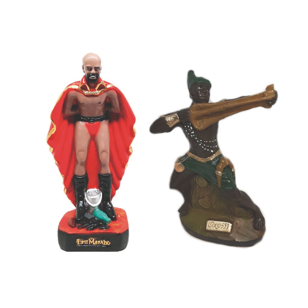 Escultura Estatueta Imagem Estátua Gesso 22cm Altar Congá Orixá Oxóssi Exu Marabô Candomblé Umbanda