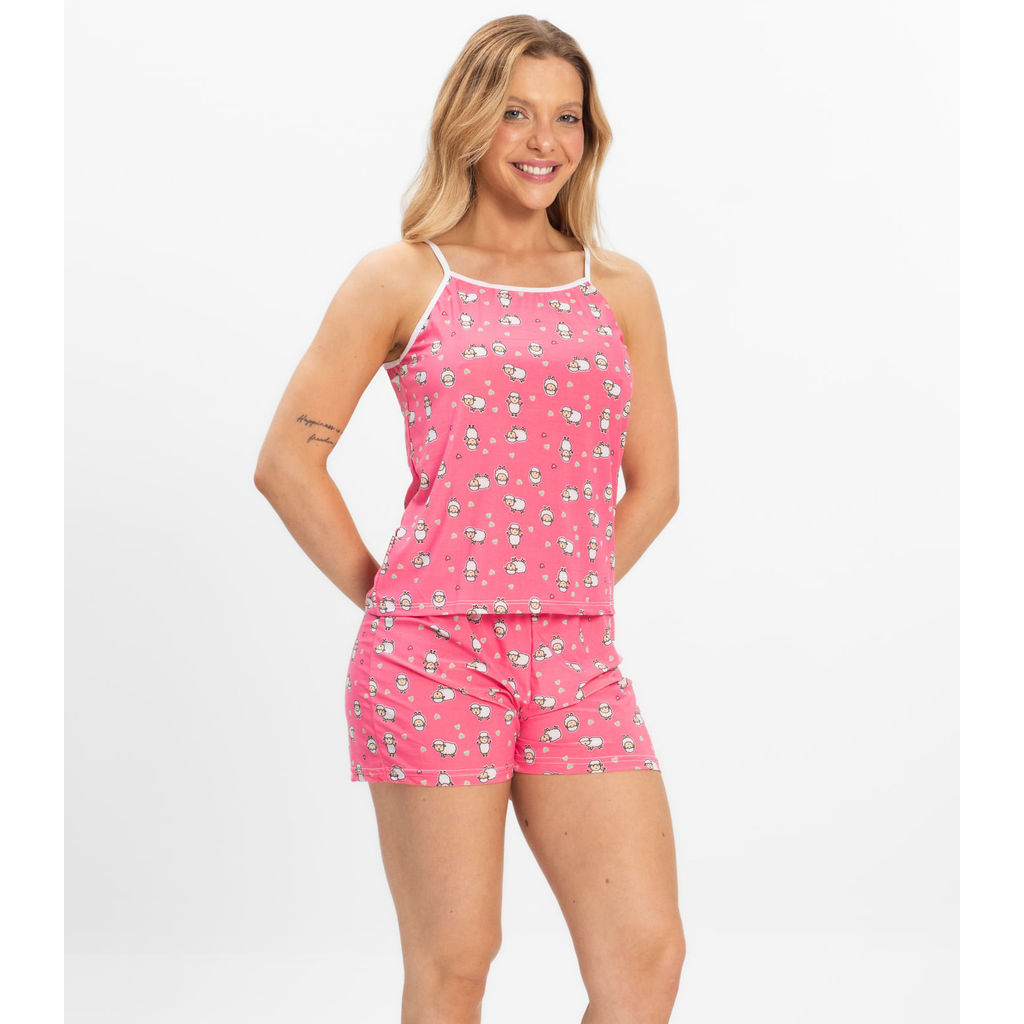 Short Doll Curto Feminino De Liganete Bella Ana Rosa em Oferta na Shopee