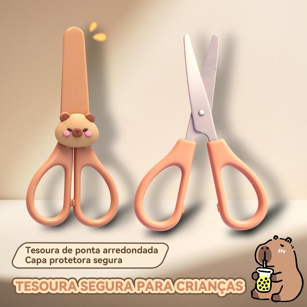 Tesoura Infantil de Segurança da Capivara  | Ponta Redonda | Ideal para Artesanato Escolar em Oferta na Shopee