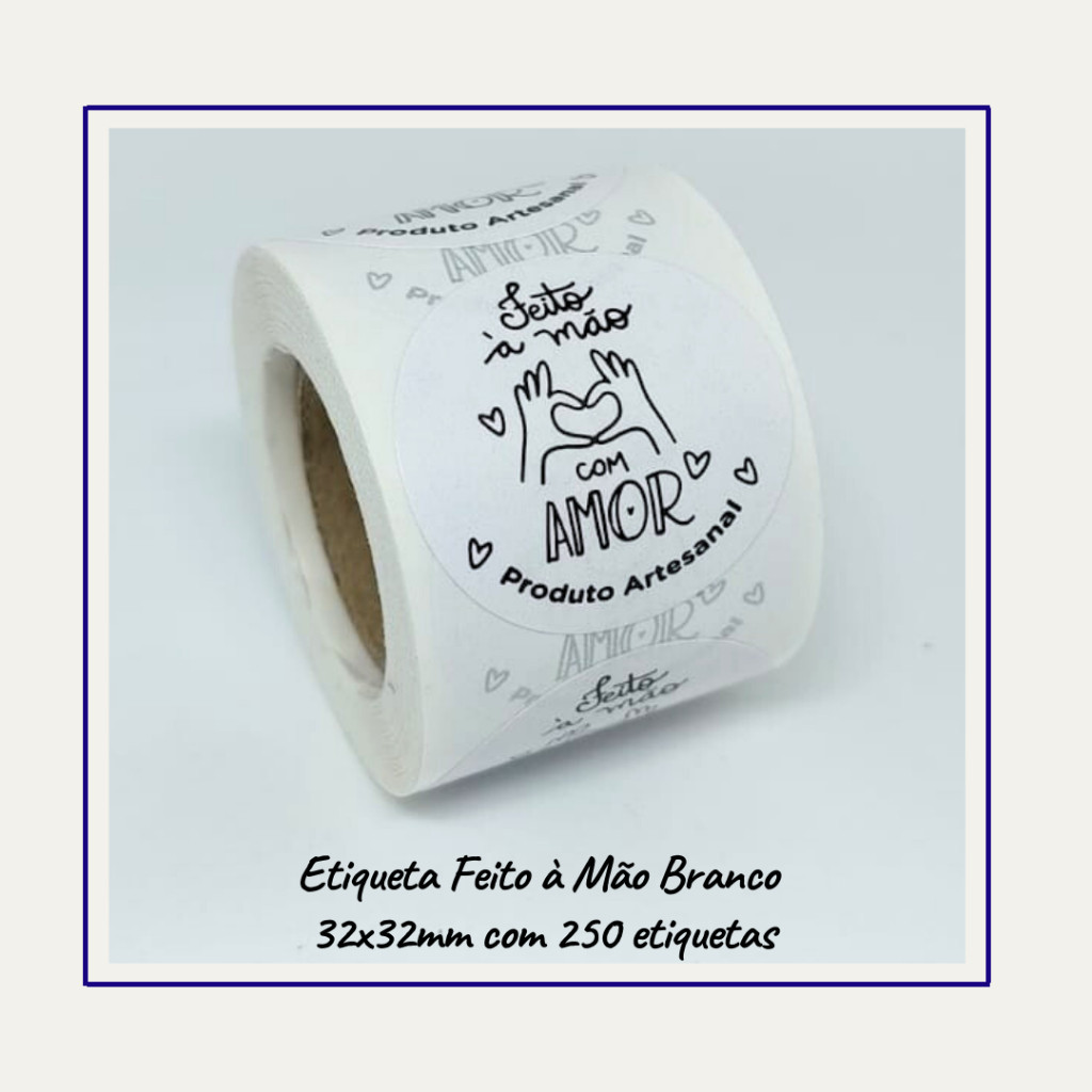 250 Etiquetas Adesivas Feito À Mão Com Amor Produto Artesanal Branco em Oferta na Shopee