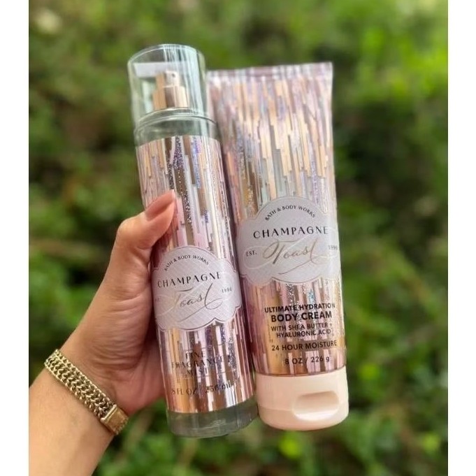 Bath & Body Works Champagne Toast Creme Hidratante (Body Cream) e Body Splash | BBW Original Importado