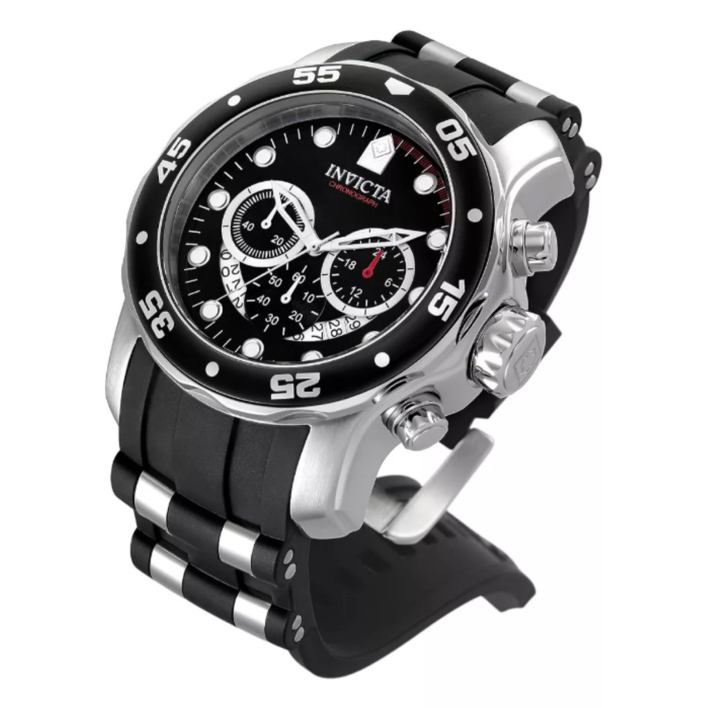 Relógio Masculino Invicta Pro Diver 6977 Prata Mostrador Preto 100% a Prova D'água Original