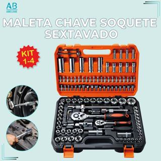 Kit Jogo de Soquete Para Mecânico Aço CRV 108 Peças Catraca Reversível em Oferta na Shopee