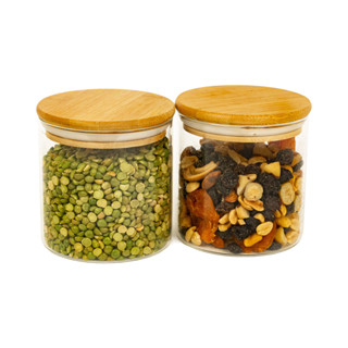 Kit 2 Potes de Vidro com Tampa de Bambu 500ml Oikos em Oferta na Shopee