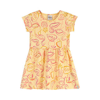 Vestido Infantil Menina Desenho Tropical Elian Amarelo em Oferta na Shopee