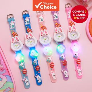 Relógio Infantil LED Coelho-De Pulso De Quartzo Que Brilha No Escuro Cor Pastel Para Meninas Meninos Presente De Anivers em Oferta na Shopee