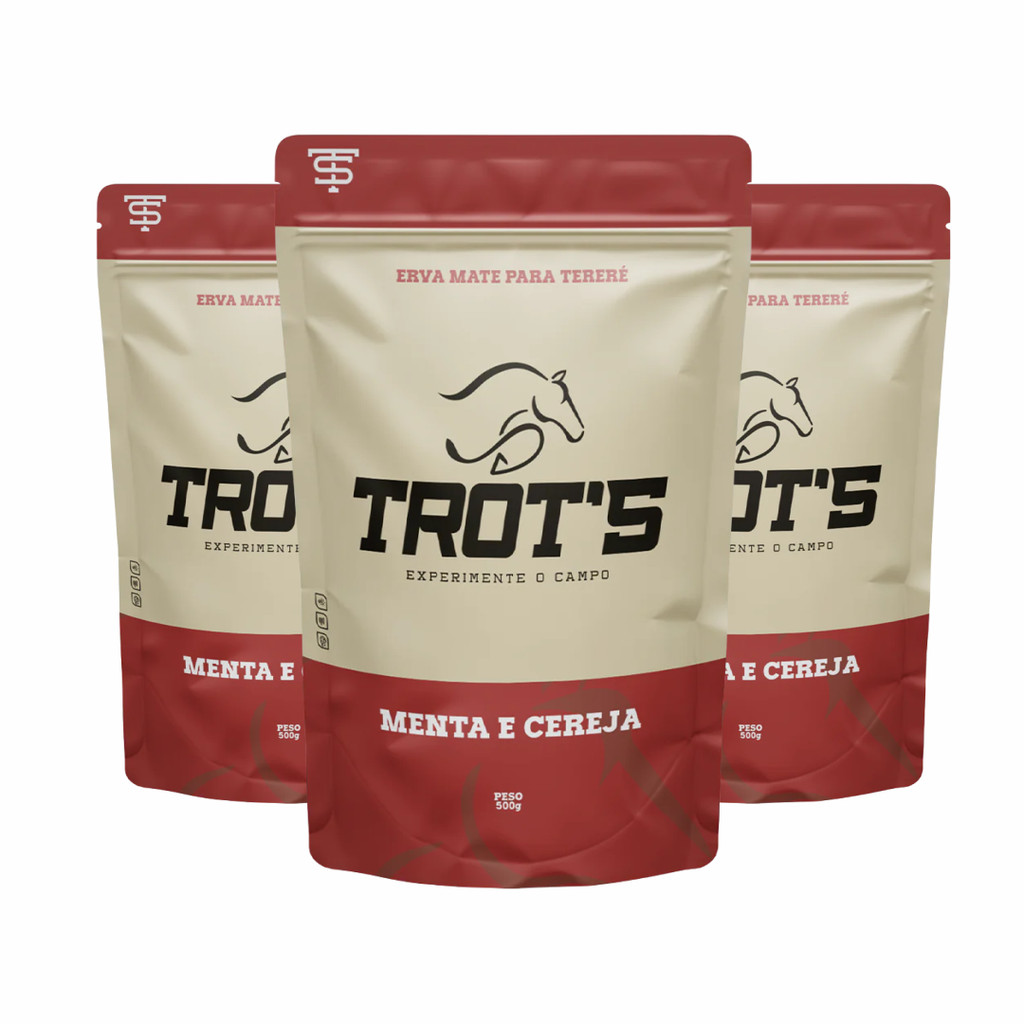 Kit 3 Erva Mate Tereré Premium Trots 500g Sabor Menta E Cereja