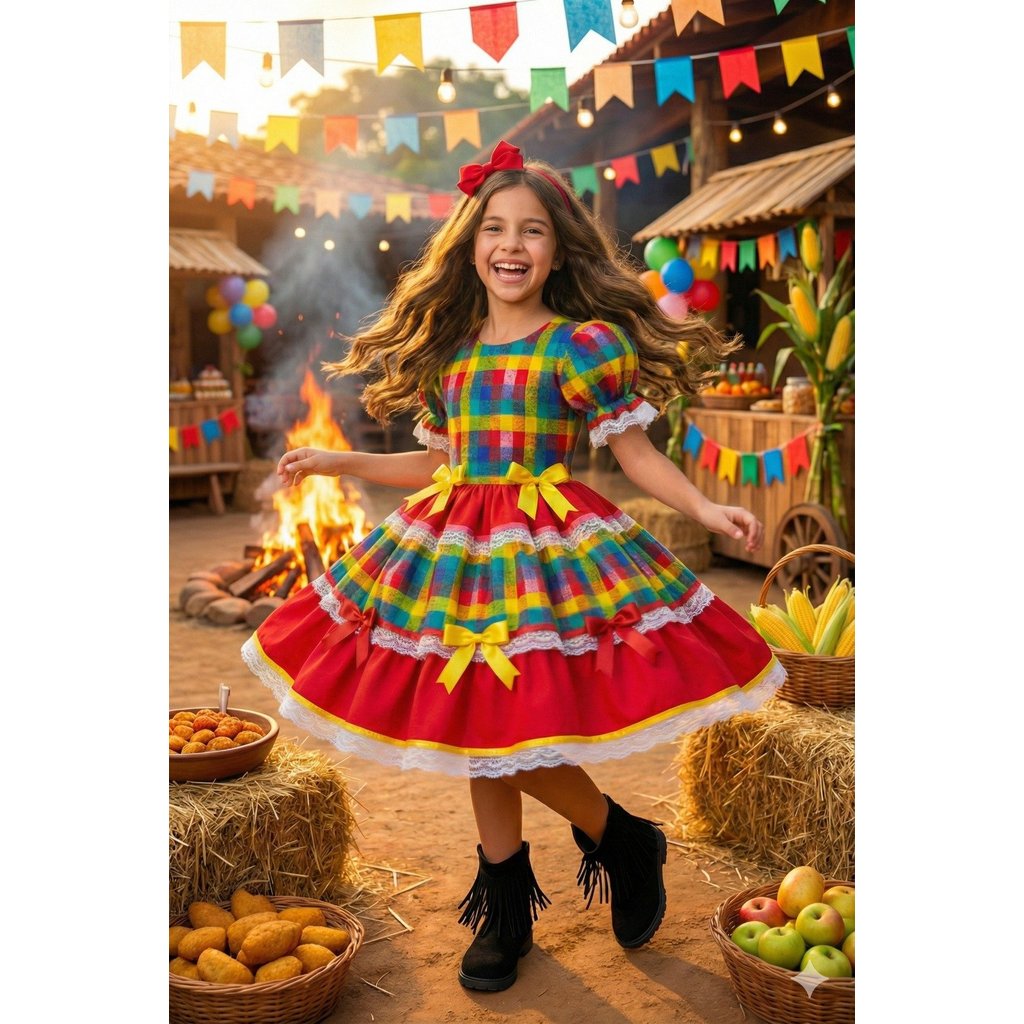 Vestido Junino Priscila Vermelho