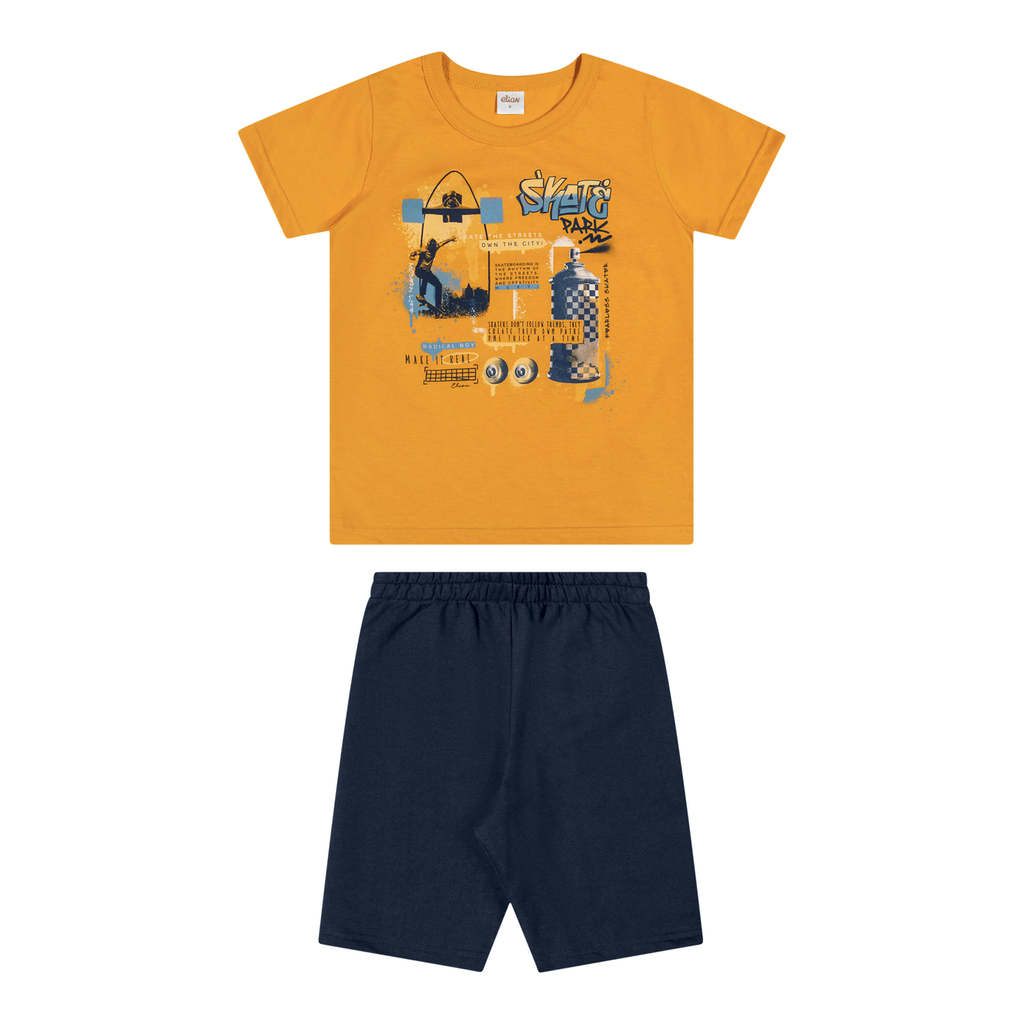 Conjunto Infantil Menino Estampa Sports Elian Amarelo em Oferta na Shopee